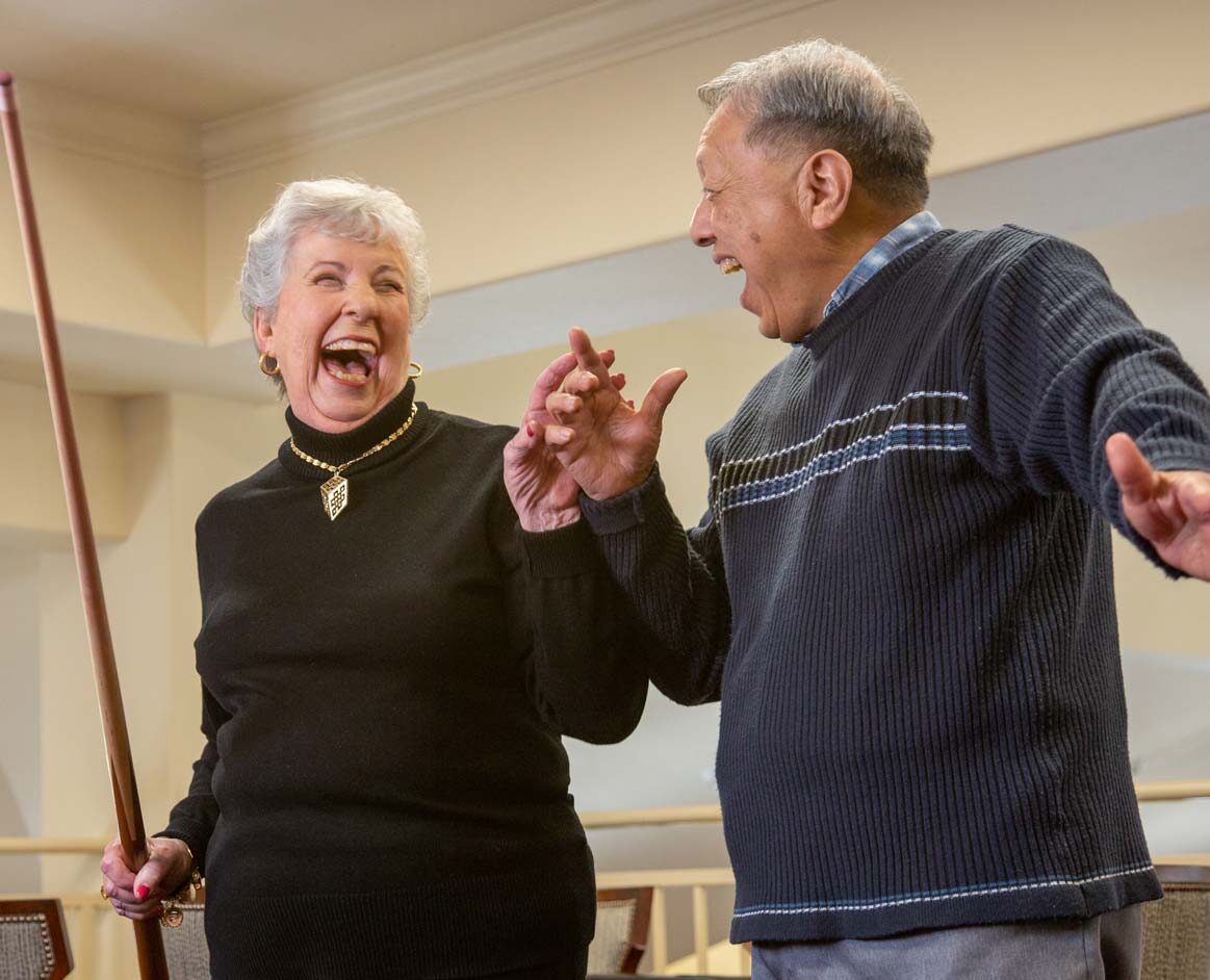 Maple Ridge seniors playing billiards