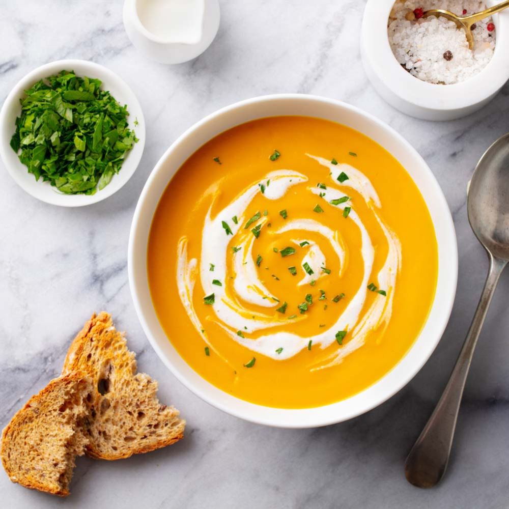 Maple Ridge butternut squash soup and bread